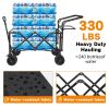 Collapsible Wagon 140L Wagons Carts Foldable with Removable Canopy, Folding Wagon Cart with Wheels for All-Terrain with Brake