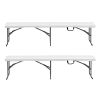 VEVOR 6FT Plastic Folding Bench Portable Outdoor Bench for Picnic Camping 2 Pack