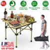 Folding Camping Table Portable Lightweight Carbon Steel Roll-up Picnic BBQ Desk with Carry Bag Heavy Duty for Outdoor Beach Backyard Party Patio Campi