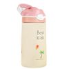 13.5Oz Insulated Stainless Steel Water Bottle Leak-proof Bottle for Kids with Straw Push Button Lock Switch Sports Water Bottle for Toddlers Boys Girl
