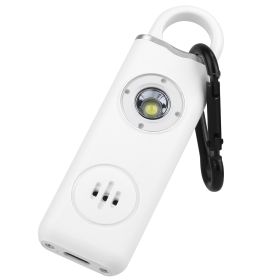 Rechargeable Personal Safety Alarm Portable 130dB Self-defense Siren with Strobe Light LED Light Carabiner Emergency Escape Tool for Women Kids Elderl (Option: White)