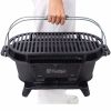 Oval Cast Iron Grill Outdoor, Portable Charcoal Grill and Tabletop Cast Iron Skillet - 100% Cast Iron, Enameled, Durable, Small Charcoal Grill