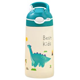 13.5Oz Insulated Stainless Steel Water Bottle Leak-proof Bottle for Kids with Straw Push Button Lock Switch Sports Water Bottle for Toddlers Boys Girl (Option: Dinosaur)